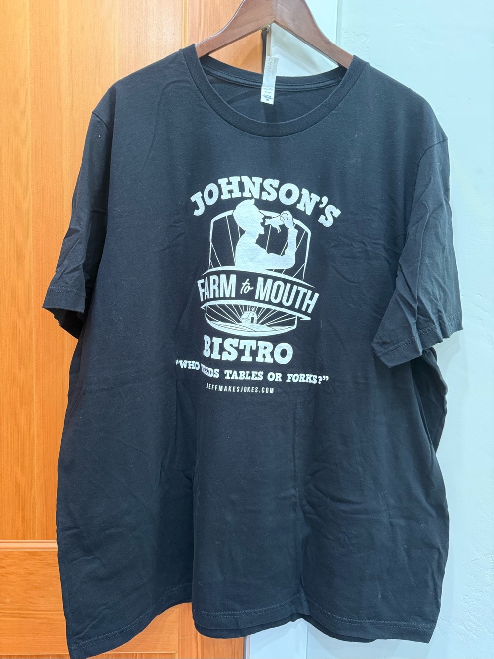 Bella Canvas Black Men's Short Sleeve Johnson's Farm to Mouth Bistro Graphic Tee